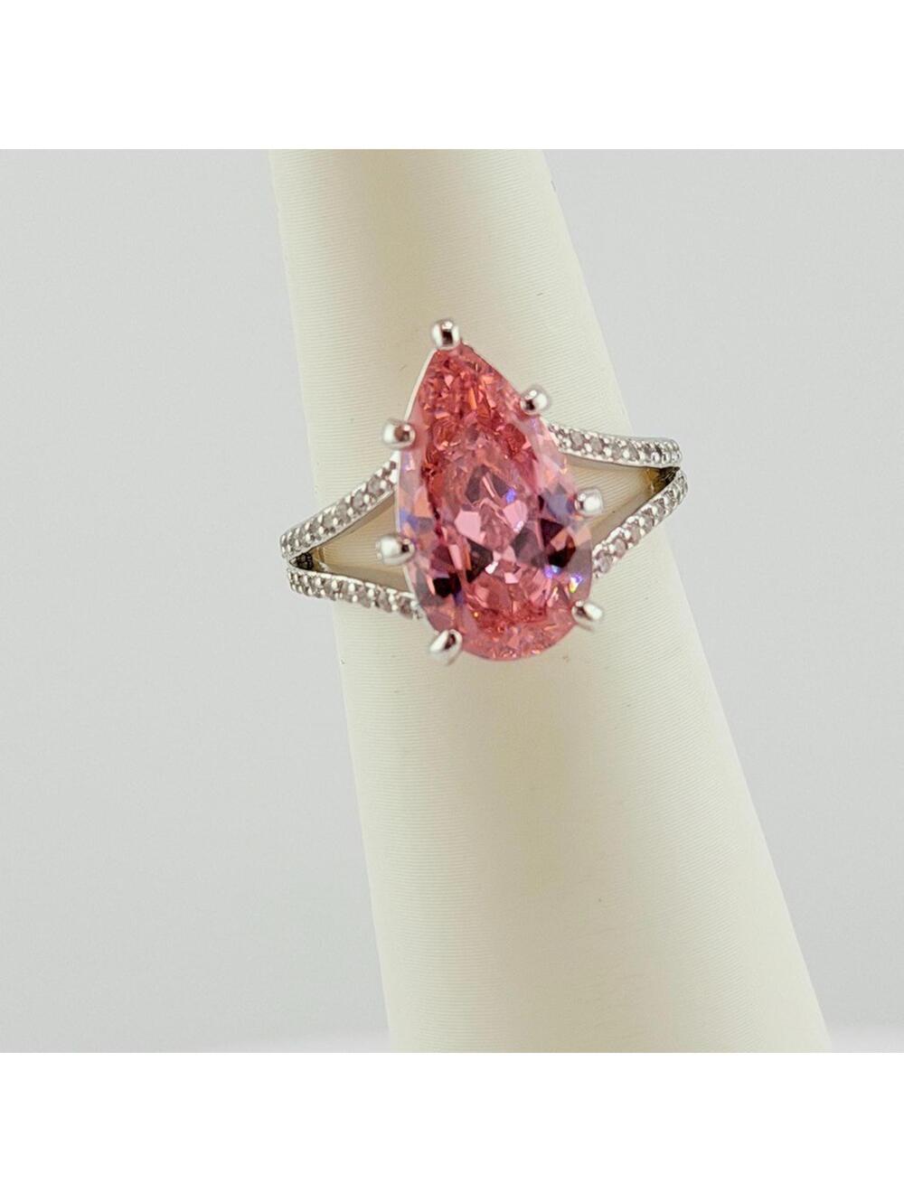 Bomb Party Ring Sz 7 "A Drop Of Joy" Rose Quartz on Rhodium  RG76972